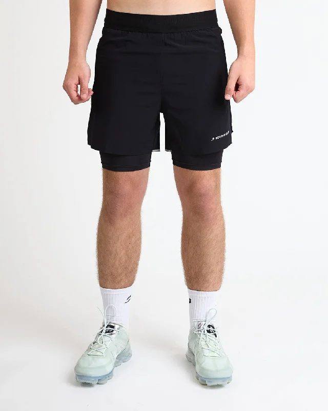 Men's Pants with Stretchable Fabric for FlexibilityBivol x BOXRAW 2-in-1 Shorts - Black