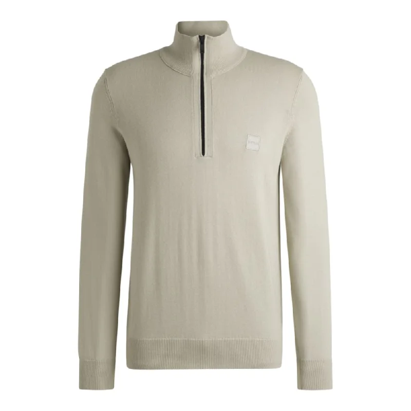 Men's Sweaters with ButtonsLogo-patch zip-neck sweater in cotton and cashmere