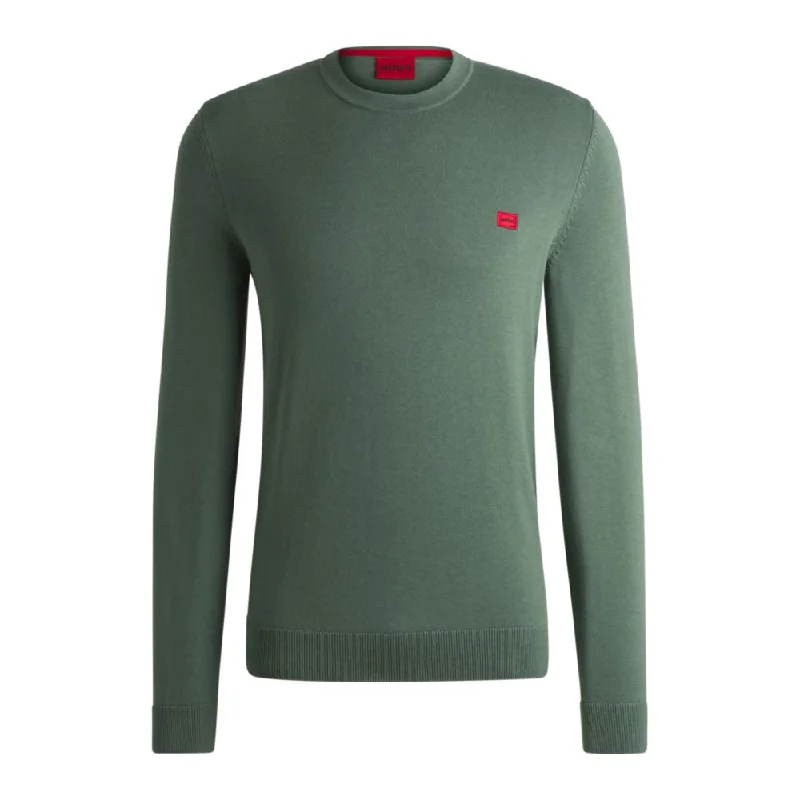 Men's Sweaters with SnapsKnitted cotton sweater with red logo label