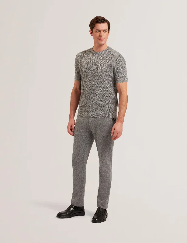 Men's Shirts with Lace-Up HemlinesVoisin Ss Mixed Ribbed T-Shirt Grey