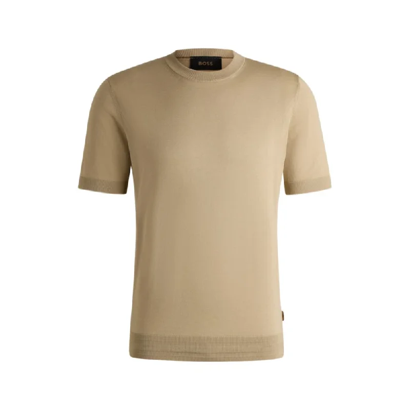 Men's Sweaters with Hooks and LoopsRegular-fit knit T-shirt in silk and cotton
