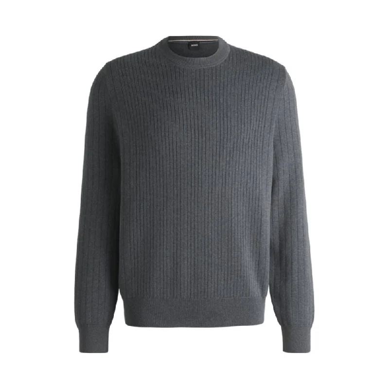Men's Sweaters with Hoods and DrawstringsCotton sweater with knitted vertical stripes in regular fit