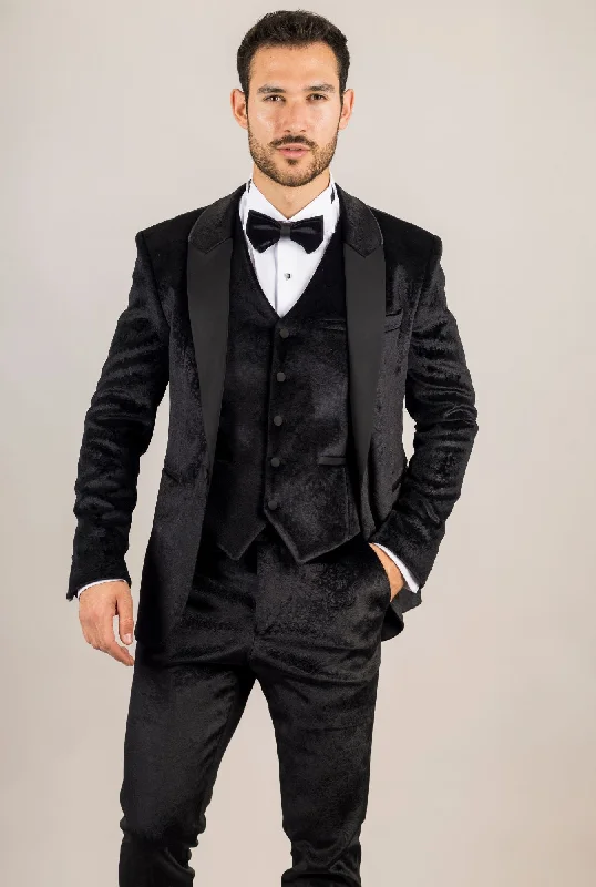 3 Piece Suit Velvet Paisley Shawl Collar Tailored Fit Wedding Tuxedo