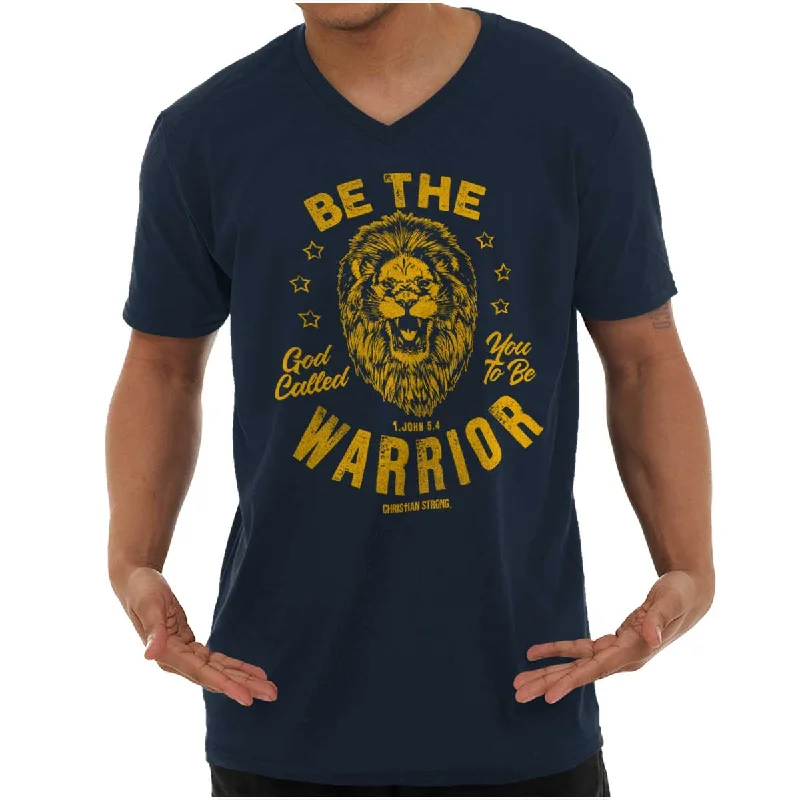 Men's Crew Neck T-Shirts for Everyday WearBe the Warrior Lion V-Neck T Shirt