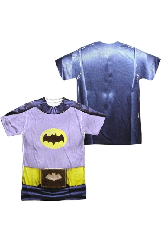 Men's Shirts for Beach OutingsBatman Classic Tv Batman Costume (Front/Back Print) Short Sleeve Adult Poly Crew Tee / T-Shirt