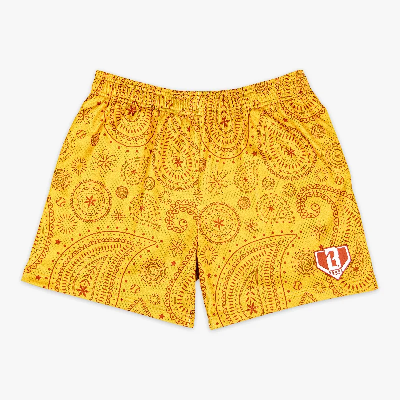 Men's Pants with Adjustable CuffsPaisley Youth Shorts - Orange