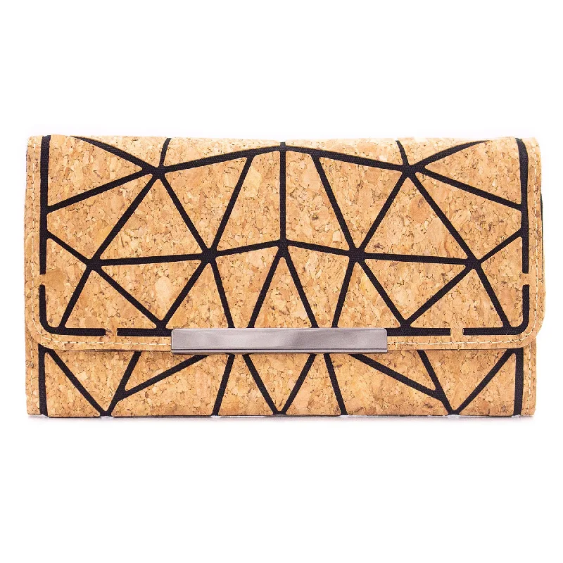 Trifold Geometric Vegan Cork Wallet BAG-2061 fold