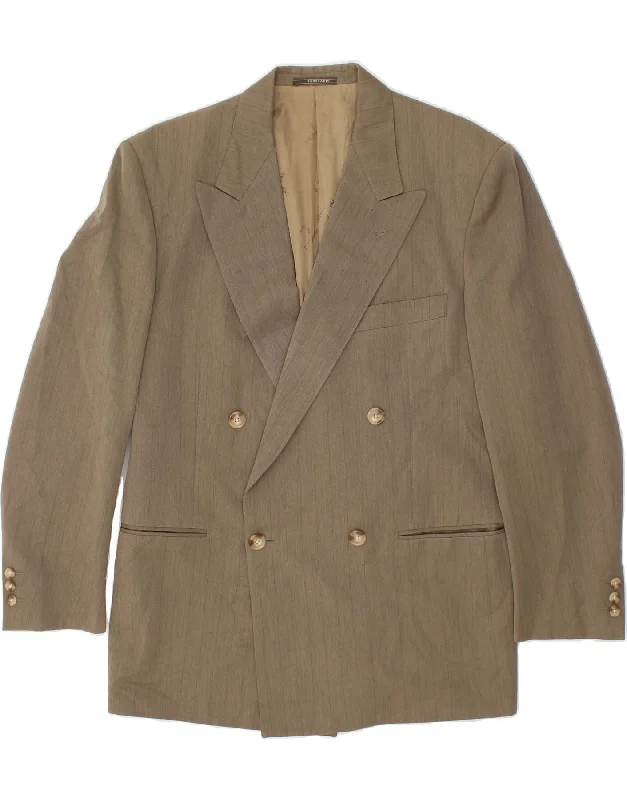 Men's Coats for Every BudgetTRUSSARDI Mens Double Breasted Blazer Jacket IT 50 Large Beige Striped