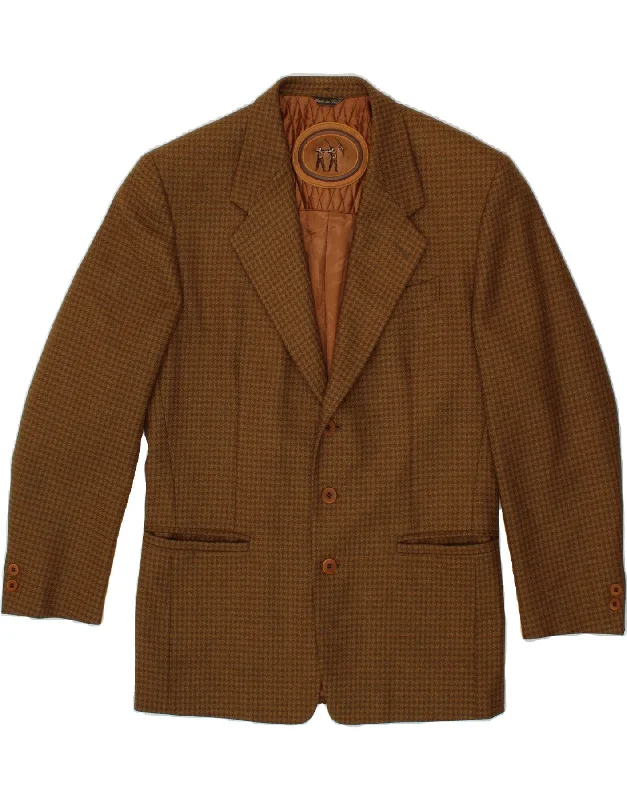 Men's Coats with Multi-Pocket DesignVINTAGE Mens 3 Button Blazer Jacket IT 48 Medium Brown Houndstooth
