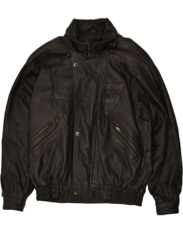 Best Men's Leather CoatsVINTAGE Mens Leather Jacket UK 38 Medium Black Colourblock Leather